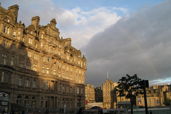 Balmoral Hotel with rainbow