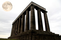 Parthenon at Edinburgh with blue moon 7-31-2015