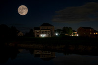 Moon over a new house in Heritage Place